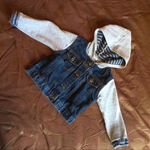 Denim and cotton/polyester button up jacket